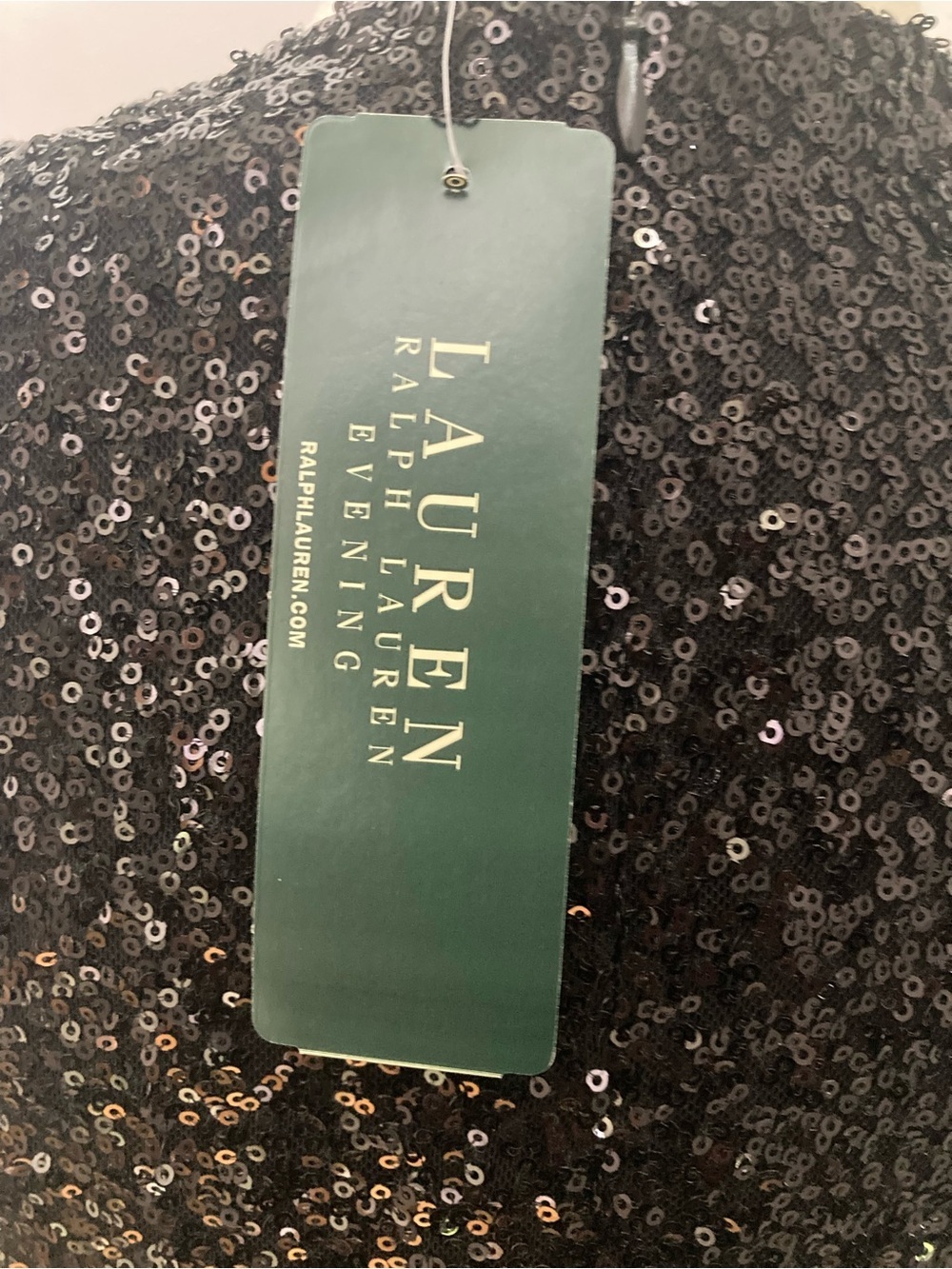 Lauren Ralph Lauren Black Sequin Cocktail Dress Draped Evening Dress 10 NWT - Picture 8 of 11